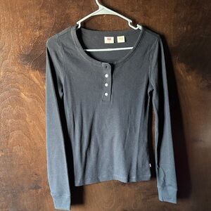 Levi's Charcoal Long Sleeve Henley Top